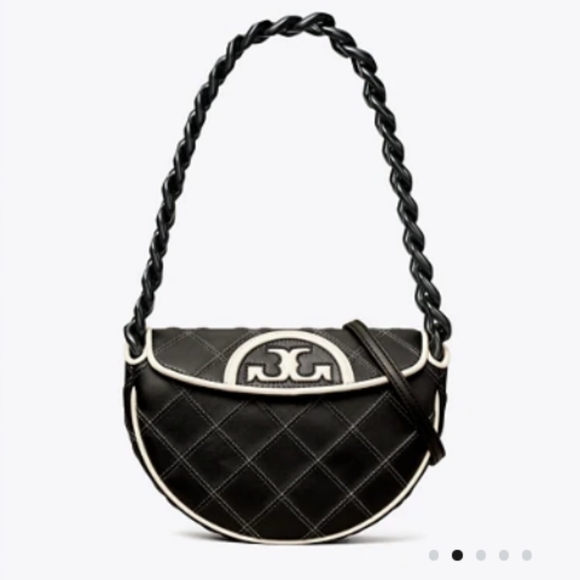 NWT Tory Burch Mini Fleming Crescent Bag in Black and White SOLD OUT $530+ - Picture 3 of 9